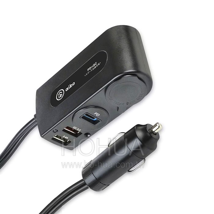 aibo PD20W+QC3.0雙快充 帶線點菸器擴充座 IP-C-AB432PD