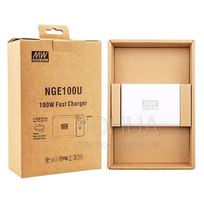 明緯MW GaN氮化鎵100W充電器 NGE100U