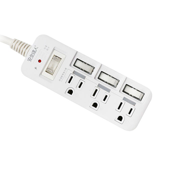 安全達人 高溫斷電 4開3插3P 3孔延長線15A 1.8M C-59L