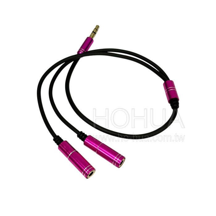 3.5mm音源線 四極 1公對2母 30cm ( DN-T25 )