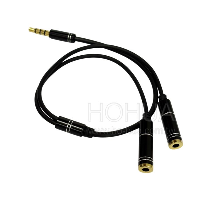 3.5mm音源線 四極 1公對2母 30cm ( DN-T25 )