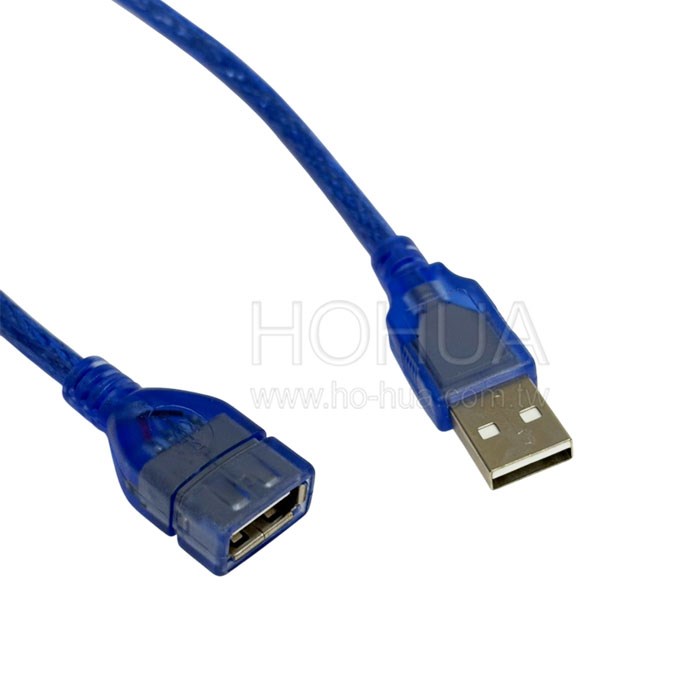 USB2.0 A公-A母 透明藍傳輸線 5M ( US-123 USB077 )