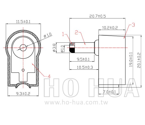 DC頭1.0孔90°