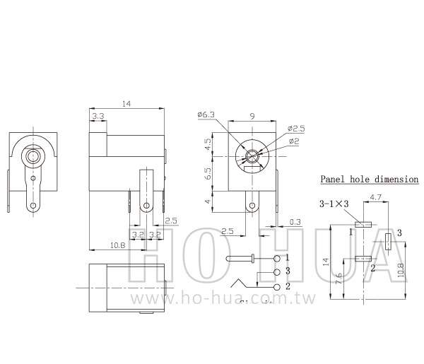 DC座2.5孔 2pcs  ( D2052A G6616B )