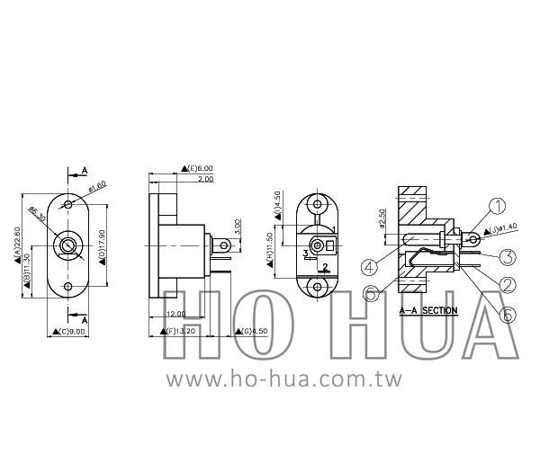 DC座2.5孔T型  ( D2055A )
