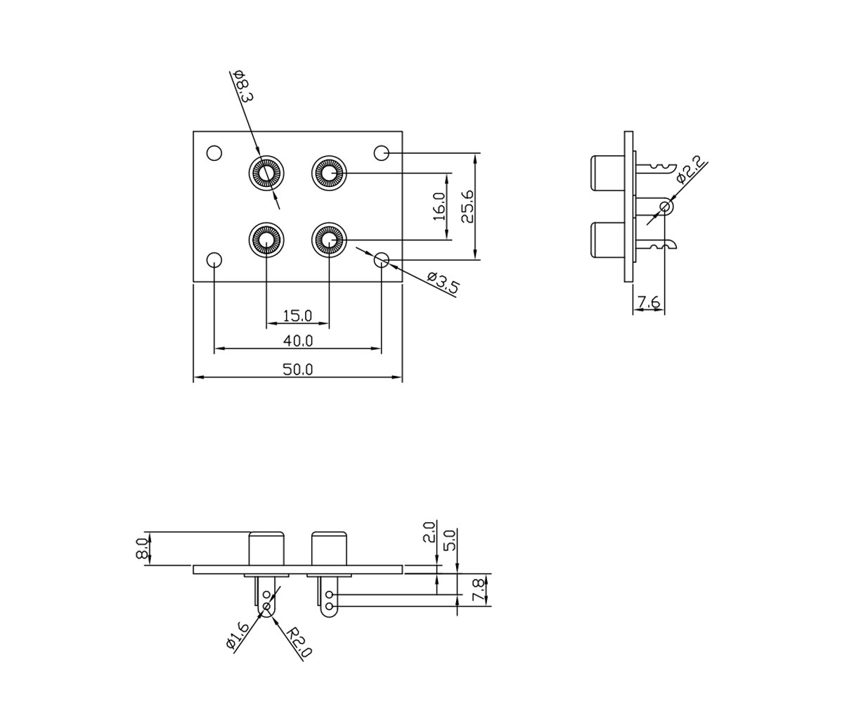 PU座4P方型(鍍金)  ( D3017A )