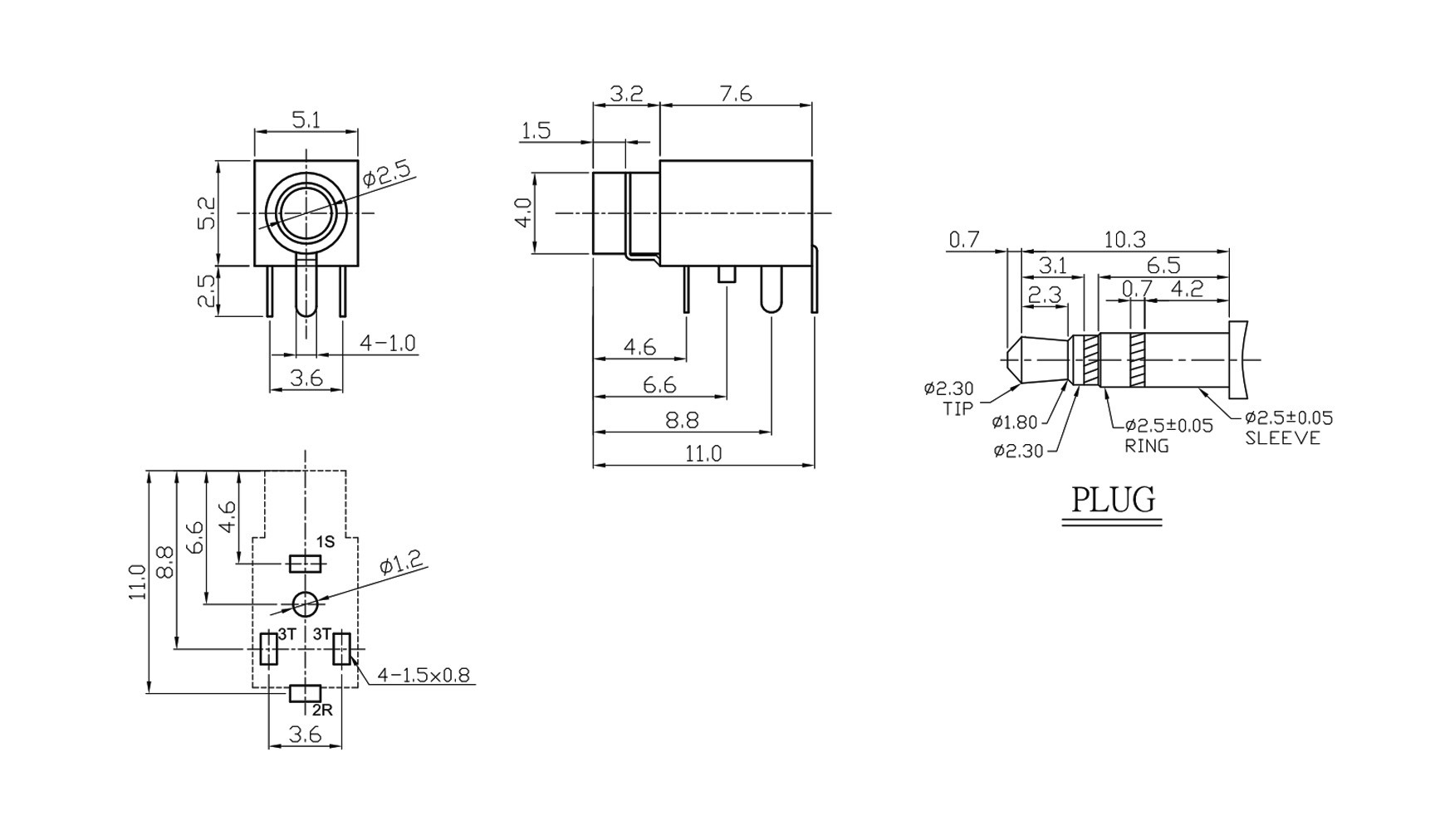2.5立體座4P/1pcs  ( D2166 /1pcs )