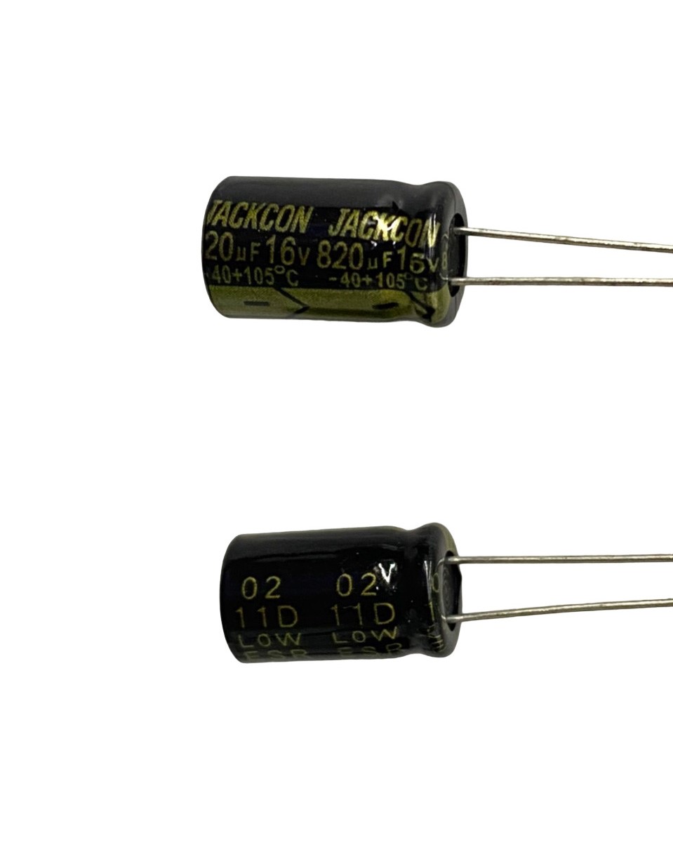 低漏電電容820uF16V 2pcs ( LESR820uF16V 10x17/105℃ )