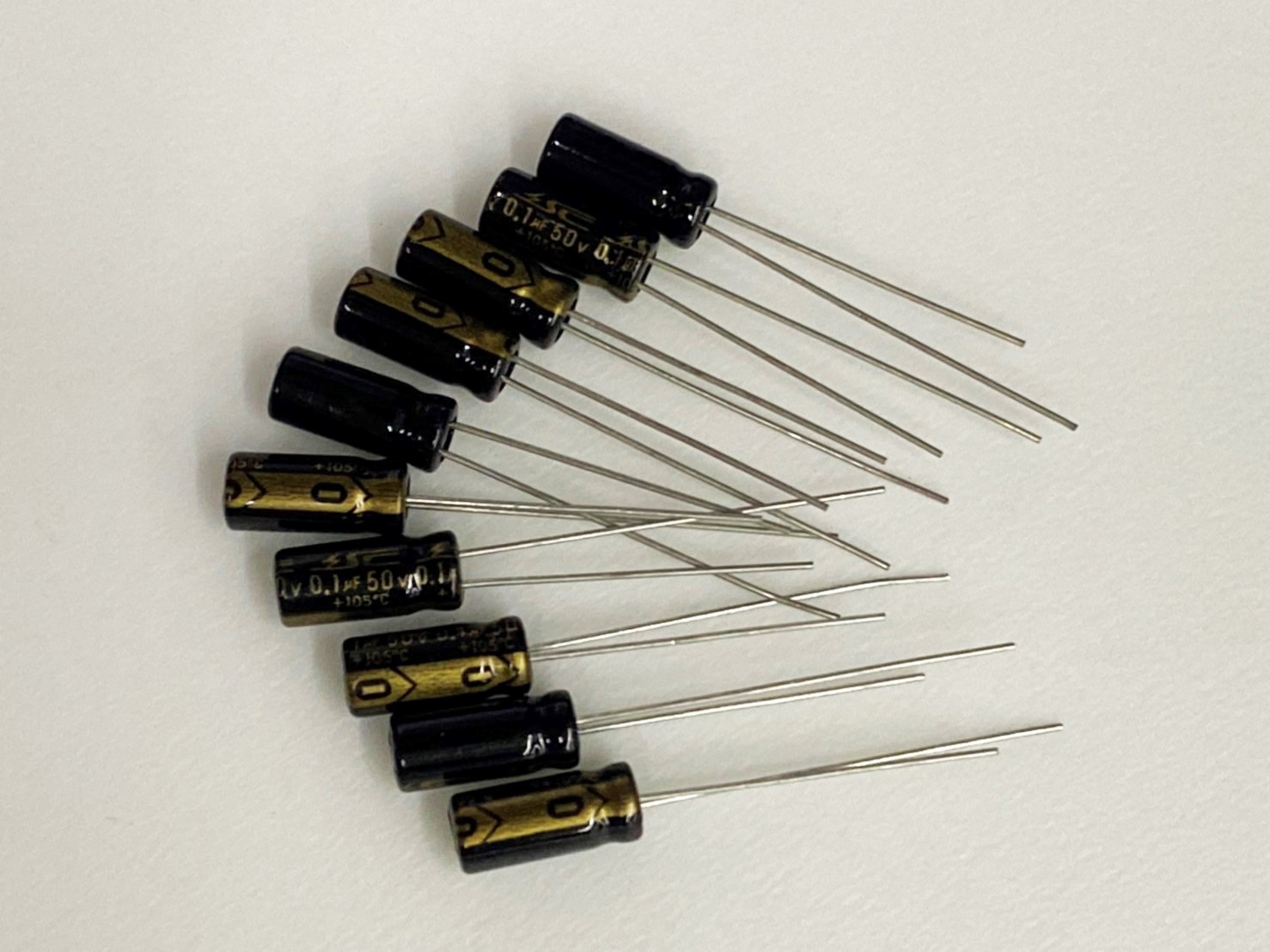 電解電容0.1uF50V 10pcs ( EC0.1uF50V 5x11/105℃ )
