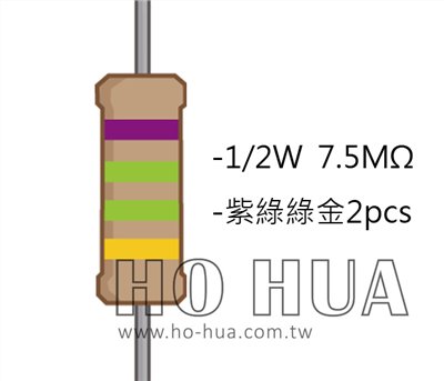 1/2W 7.5MΩ 碳膜電阻 2pcs ( 1/2W-7.5M )