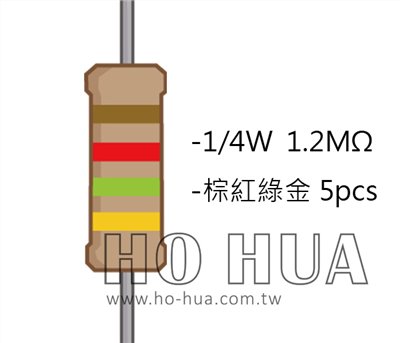 1/4W 1.2M 碳膜電阻 5pcs ( 1/4W-1.2MR )