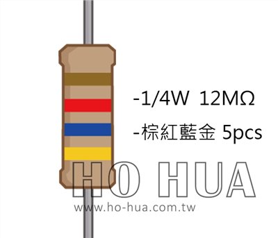 1/4W 12M 碳膜電阻 5pcs ( 1/4W-12MR )