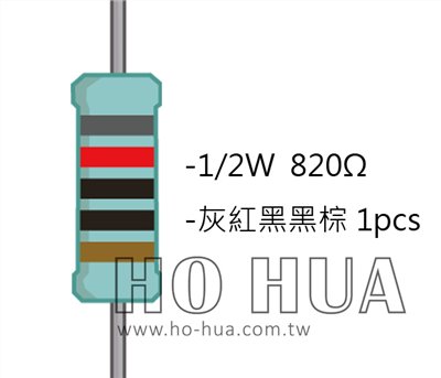 1/2W 820ΩMF ±1% 精密電阻 1pcs ( 1/2W精-820R )