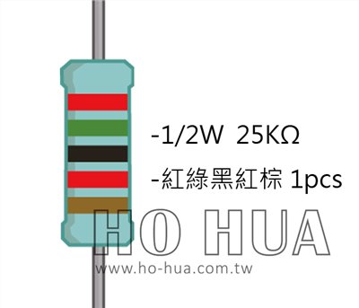 1/2W 25KΩMF ±1% 精密電阻 1pcs ( 1/2W精-25K )