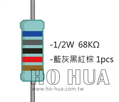 1/2W 68KΩMF ±1% 精密電阻 1pcs ( 1/2W精-68K )