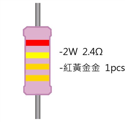 2WS 2.4Ω 金屬皮膜電阻 ( 2WS-2.4R ) 2pcs