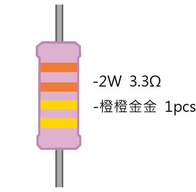 2WS 3.3Ω 金屬皮膜電阻 ( 2WS-3.3R ) 2pcs