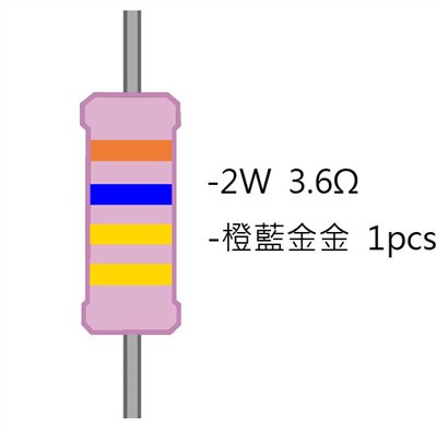2WS 3.6Ω 金屬皮膜電阻 ( 2WS-3.6R ) 2pcs