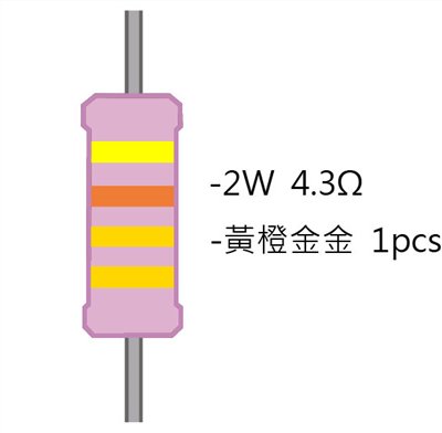 2WS 4.3Ω 金屬皮膜電阻  ( 2WS-4.3R ) 2pcs