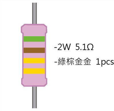 2WS 5.1Ω 金屬皮膜電阻 ( 2WS-5.1R ) 2pcs