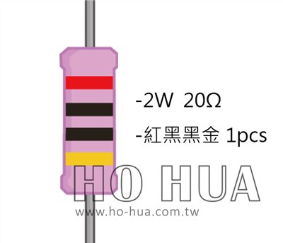 2WS 20Ω 金屬皮膜電阻  ( 2WS-20R ) 2pcs