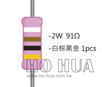 2WS 91Ω 金屬皮膜電阻  ( 2WS-91R ) 2pcs