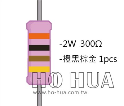 2WS 300Ω 金屬皮膜電阻  ( 2WS-300R ) 2pcs