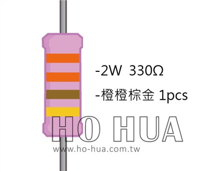 2WS 330Ω 金屬皮膜電阻  ( 2WS-330R ) 2pcs