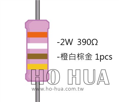 2WS 390Ω 金屬皮膜電阻  ( 2WS-390R ) 2pcs