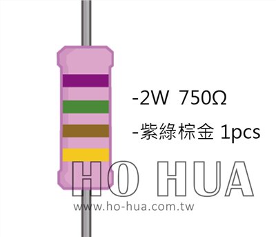 2WS 750Ω 金屬皮膜電阻  ( 2WS-750R ) 2pcs