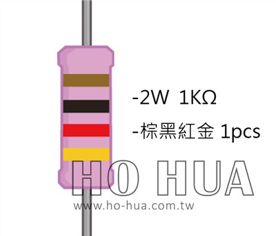 2WS 1.0KΩ 金屬皮膜電阻  ( 2WS-1K ) 2pcs