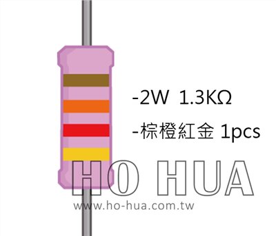 2WS 1.3KΩ 金屬皮膜電阻  ( 2WS-1.3K ) 2pcs