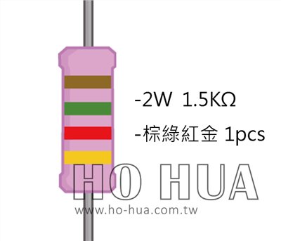 2WS 1.5KΩ 金屬皮膜電阻  ( 2WS-1.5K ) 2pcs