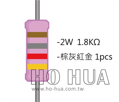2WS 1.8KΩ 金屬皮膜電阻  ( 2WS-1.8K ) 2pcs