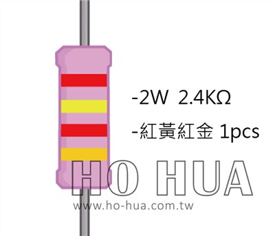 2WS 2.4KΩ 金屬皮膜電阻  ( 2WS-2.4K ) 2pcs