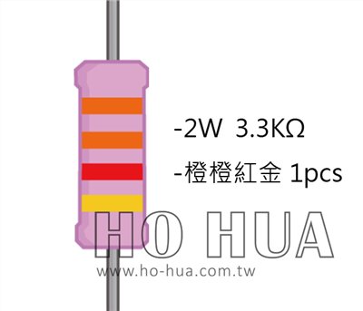 2WS 3.3KΩ 金屬皮膜電阻  ( 2WS-3.3K ) 2pcs