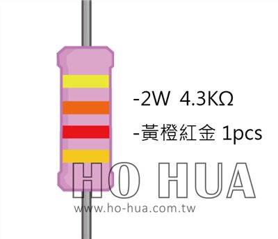 2WS 4.3KΩ 金屬皮膜電阻  ( 2WS-4.3K ) 2pcs