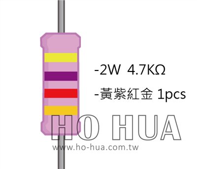 2WS 4.7KΩ 金屬皮膜電阻  ( 2WS-4.7K ) 2pcs