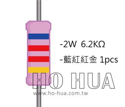 2WS 6.2KΩ 金屬皮膜電阻  ( 2WS-6.2K ) 2pcs