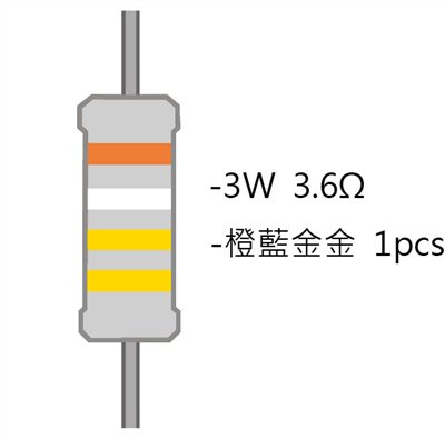 3WS 3.6Ω 金屬皮膜電阻  ( 3WS-3.6R/1pcs )