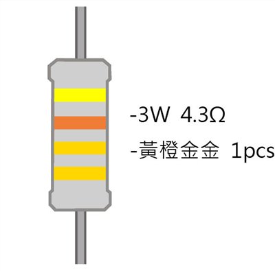 3WS 4.3Ω 金屬皮膜電阻  ( 3WS-4.3R/1pcs )