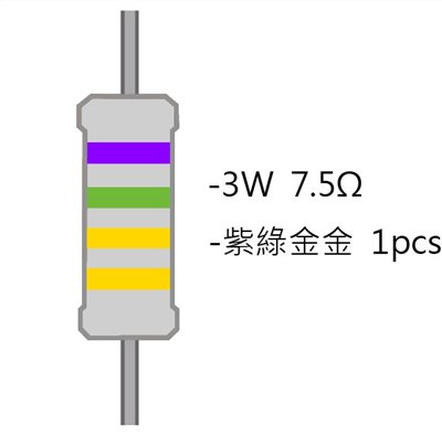 3WS 7.5Ω 金屬皮膜電阻  ( 3WS-7.5R/1pcs )