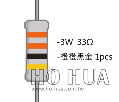 3WS 33Ω 金屬皮膜電阻  ( 3WS-33R/1pcs )
