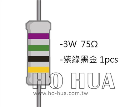 3WS 75Ω 金屬皮膜電阻  ( 3WS-75R/1pcs )