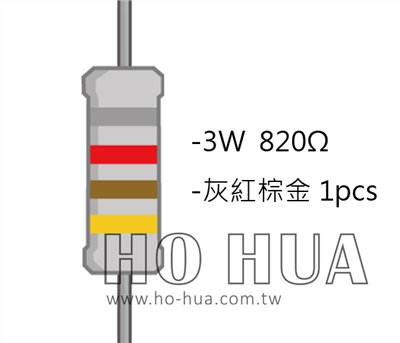3WS 820Ω 金屬皮膜電阻 ( 3WS-820R/1pcs )