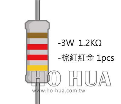 3WS 1.2KΩ 金屬皮膜電阻 ( 3WS-1.2K/1pcs )