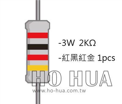 3WS 2.0KΩ 金屬皮膜電阻 ( 3WS-2K/1pcs )