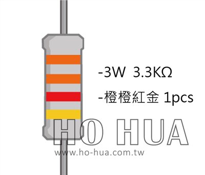 3WS 3.3KΩ 金屬皮膜電阻 ( 3WS-3.3K/1pcs )
