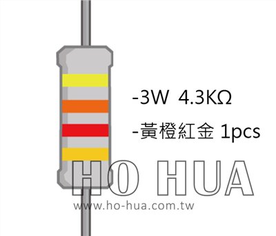3WS 4.3KΩ 金屬皮膜電阻 ( 3WS-4.3K/1pcs )