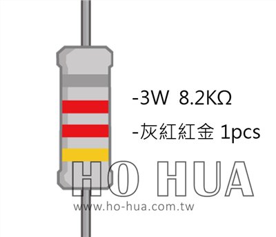 3WS 8.2KΩ 金屬皮膜電阻 ( 3WS-8.2K/1pcs )